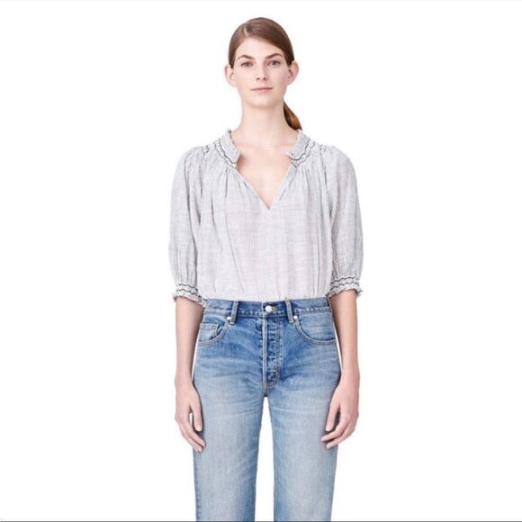 REVOLVE La Vie Rebecca Taylor striped smocked blouse - Picture 2 of 10